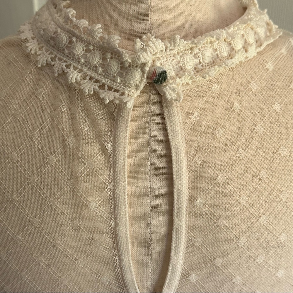 Blu Pepper Women’s Dress Large Cream Floral Rayon Lace Trim - Picture 4 of 9